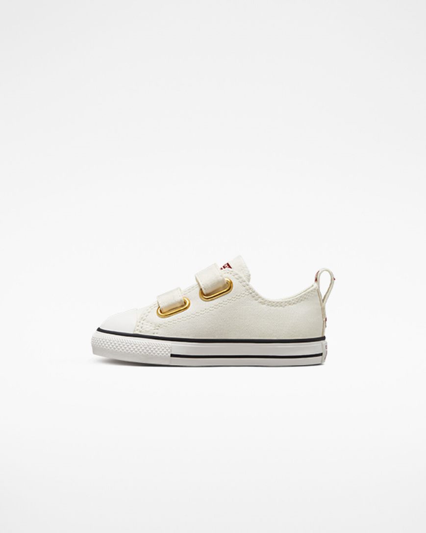 Girls' Converse Chuck Taylor All Star Easy-On Hearts Low Top Shoes White / Dark Red | AU 4E0C1G